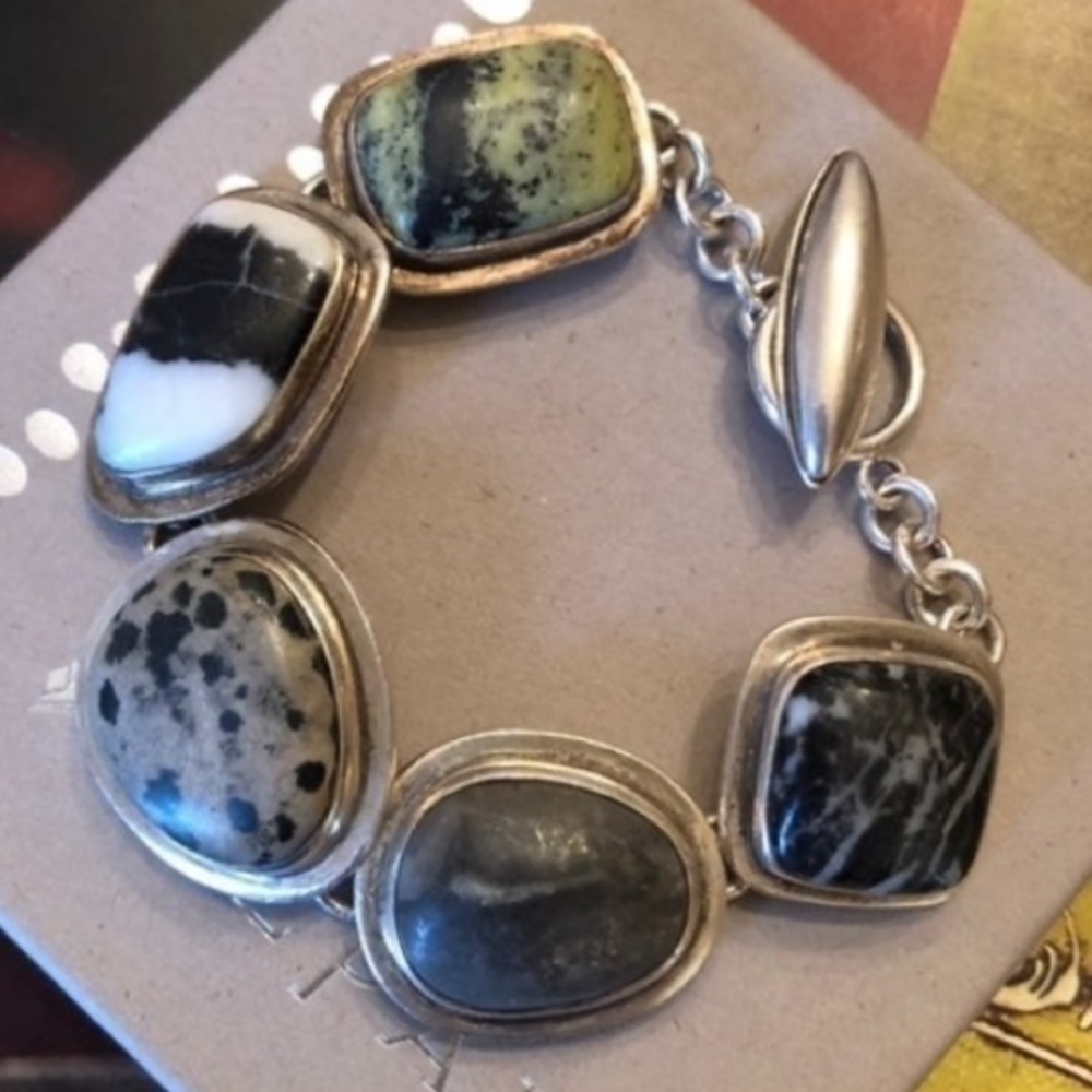 Vintage Silpada Sterling Silver Natural Jasper Stone Bracelet B0617 - Picture 1 of 15